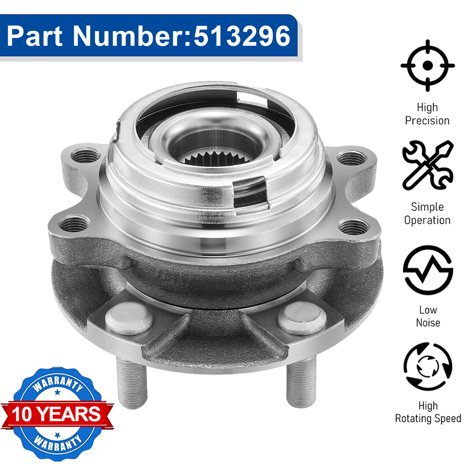 513296 Front Wheel Hub and Bearing for Nissan Altima  Infiniti JX35 QX60 5 Lug