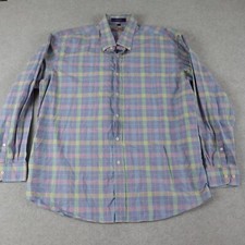 Alan Flusser Shirt Mens XL Casual Pocket Button Down Colorful Plaid Long Sleeve
