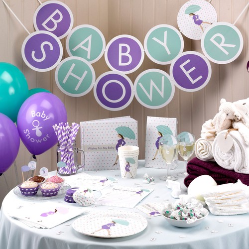SHOWERED WITH LOVE Baby Shower Decorations,Tableware,Games Unisex Boy