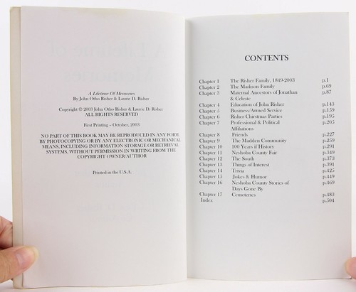 A Lifetime of Memories by John Otho Risher Rare 2003 Autobiography Genealogy PB - Imagen 3 de 7