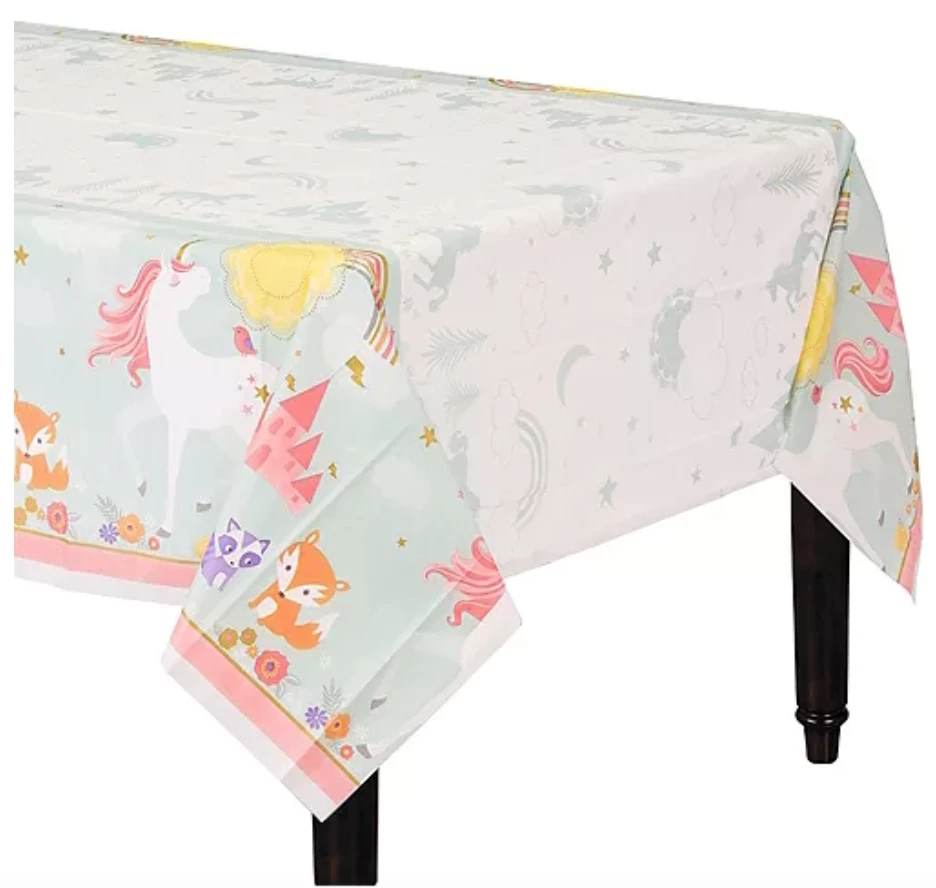 Juego de vajilla fiesta cumpleaños unicornio mágico 33 piezas. Taza, placas, cubierta de mesa, servilleta Foto 2 de 4