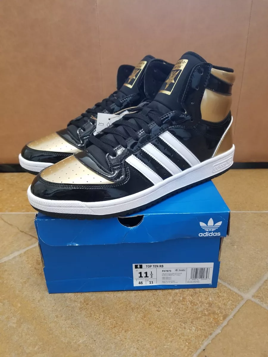 Cuidar Empleado ocupado Adidas Top Ten Hi RB Original Men&#039;s Size 11.5 Black Gold White Patent  FX7873 | eBay