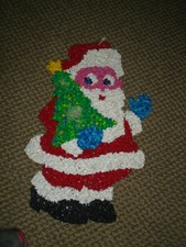 Vintage Christmas Melted Plastic Popcorn Decoration Santa