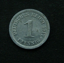 B5) Deutsches Reich 1 Pfennig 1917 "A" DR Deutschland / Germany Nemezko Alemán D