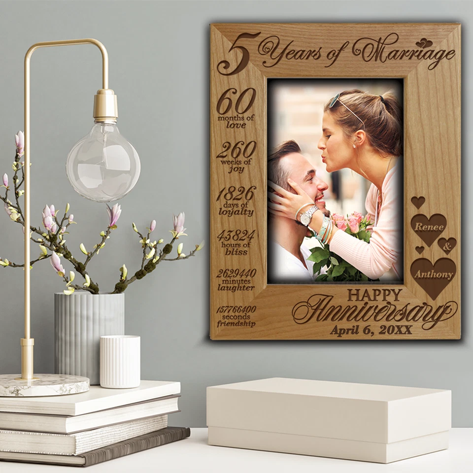 Traditional Wood Gift for 5th Anniversary-5 years of Marriage- Engraved Wood - Image 4 of 4