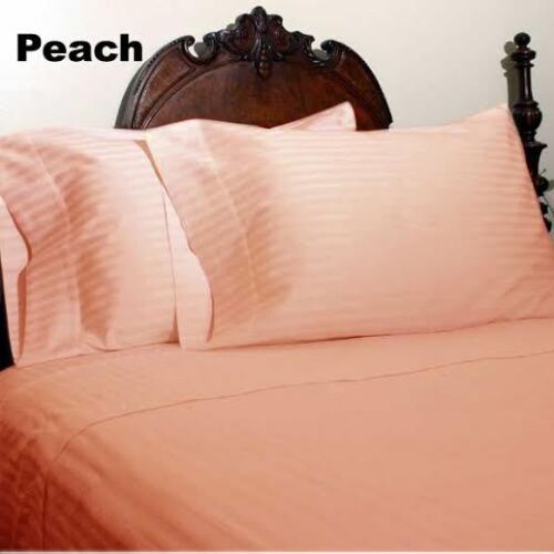 1000 TC Peach Striped RV Camper & Bunk Sheet Set All Sizes Egyptian Cotton