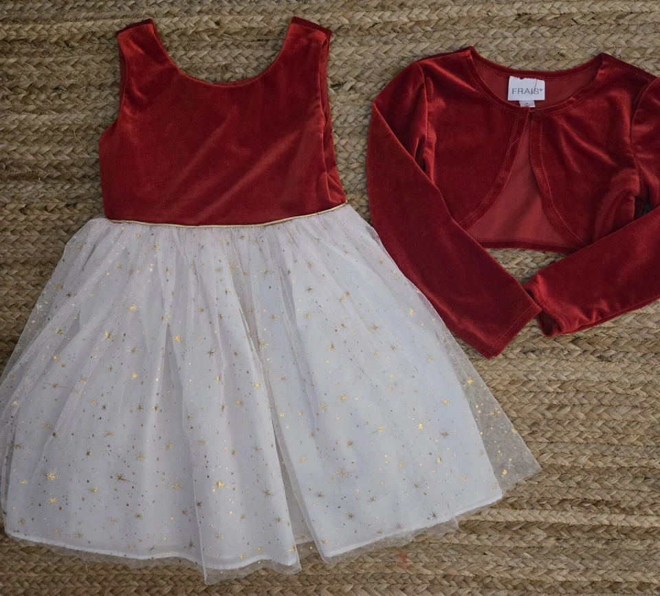 FRAIS Holiday Red Velvet Tulle Christmas Dress 2 piece Size 4T - MC1 - Image 4 of 4