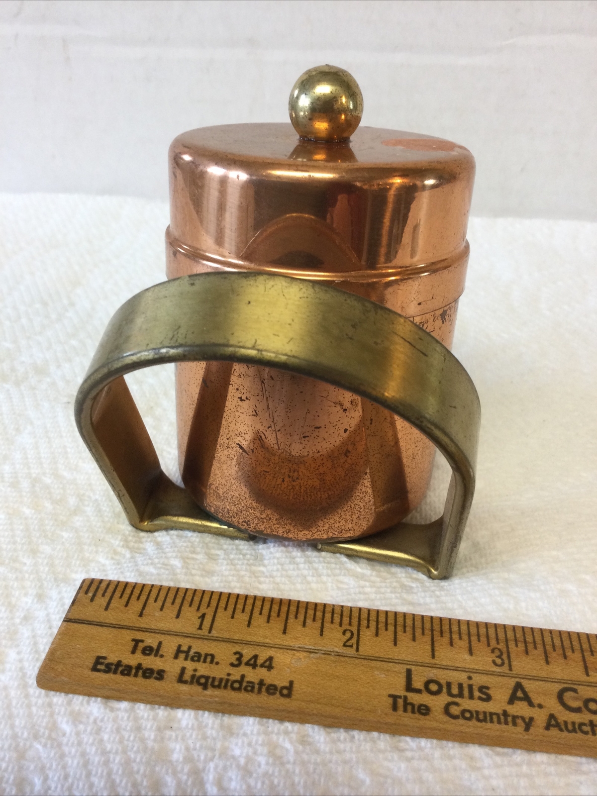 Small Vintage WB West Bend Copper Jar Canister With Brass Handle eBay