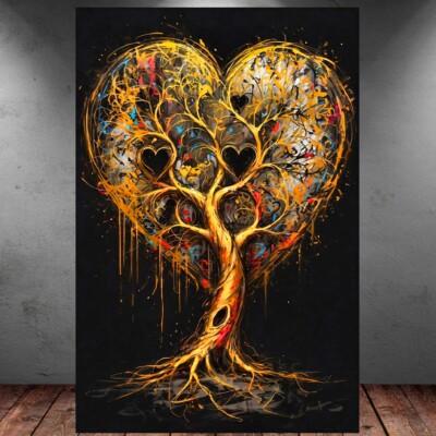 LEINWAND BILD ER XXL POPART ABSTRAKT HERZ BAUM TREE OF LOVE WAND POSTER P159