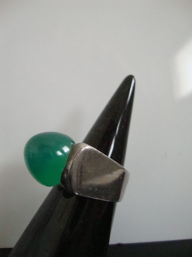 Vtg Designer 925 Sterling Silver Aventurine Cabochon Massive Ring 6US 10Gr - Picture 7 of 11
