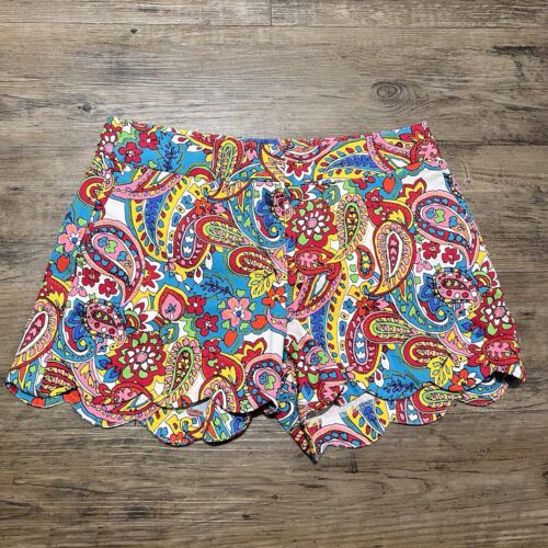NWOT Attyre New York Shorts Womens Size 2 Scallop Hem Multicolored Paisley Print