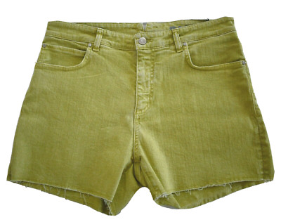 $455 New VERSACE COLLECTION Lime Green Cotton Blend BAGGY JEAN Men's Shorts 32