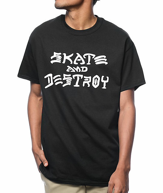 【THRASHER】 SKATE AND DESTROY TEE - BLACK Amazon.com: Thrasher Skateboard Magazine Skate and Destroy