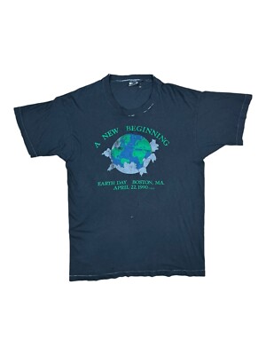 Vintage 90s Boston Earth Day Shirt 1990 A New Beginning Veryfine Juices Thrashed