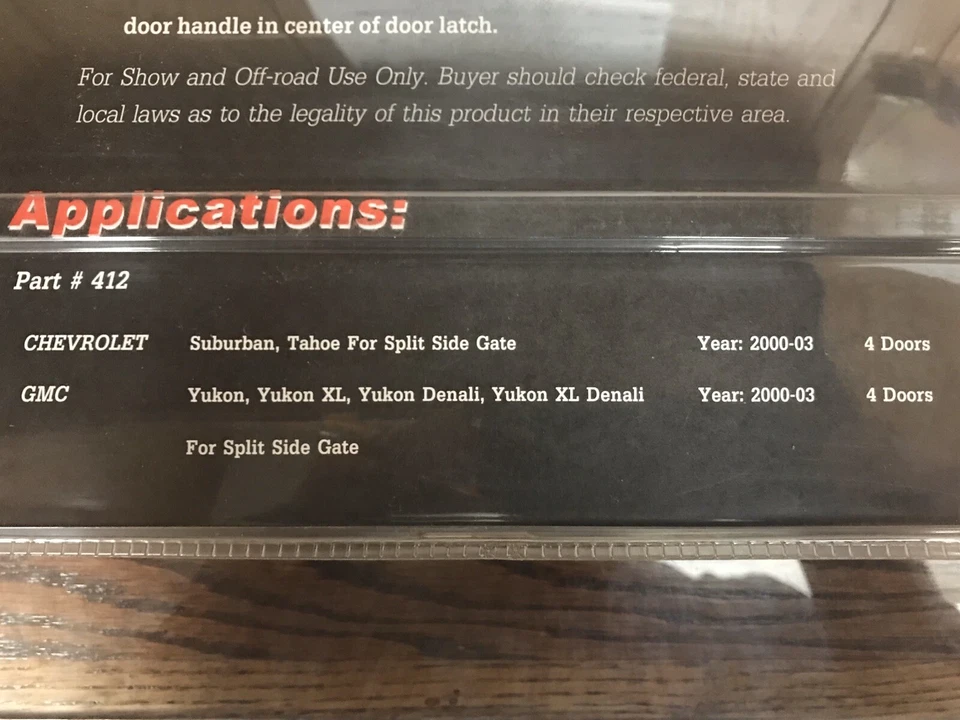 Manija de puerta trasera cromada para Chevrolet Suburban/Tahoe o GMC Yukon 2000-2003 Foto 4 de 4