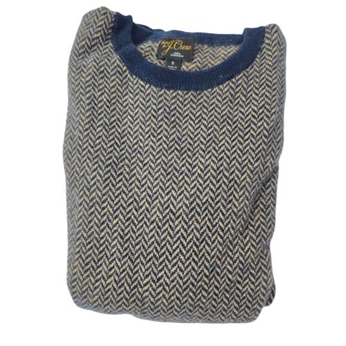 J. Crew 100% Cashmere Herringbone Crewneck Sweater Beige M / L - Picture 3 of 13