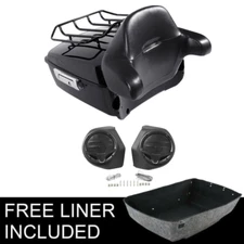 King Trunk Pad Top Rack w/ Speaker Fit For Harley Street Glide Road King 14-25