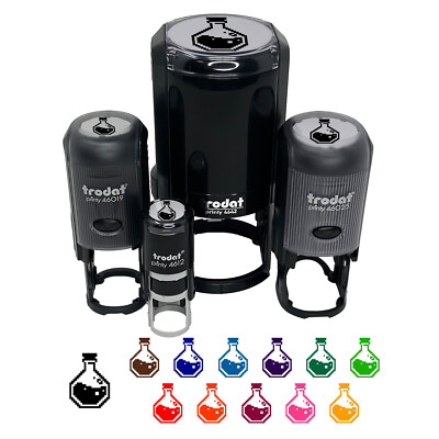 Pixel RPG Potion Health Mana Bottle Self-Inking Rubber Stamp Ink Stamper
