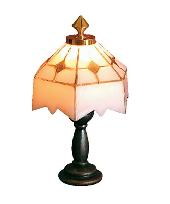 Weiß Tiffany Arbeitstisch Licht Puppenhaus Maßstab 1:12 Lampe Zubehör 1018