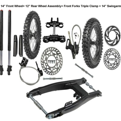 14'' 12'' Wheel Front Forks Rear Swingarm Kit 80/100-12 60/100-14 Tire Apollo 125