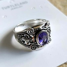 Elegant 925 Sterling Silver Purple Amethyst Wedding Engagement Ring Size 9.5