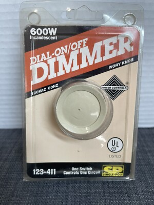 Ivory 3-Way Rotary Push ON/OFF Light Dimmer Switch 600W 