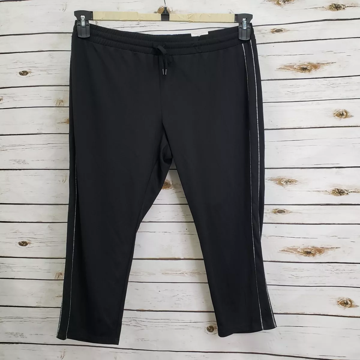 NEW St Johns Bay Plus Size 3X (47x27) Womens Active Jogger Pull On Pants  Black