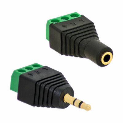 Klinken Stecker + Buchsen 3,5mm Adapter > Terminalblock 3 Pin Schraub Klemme Set