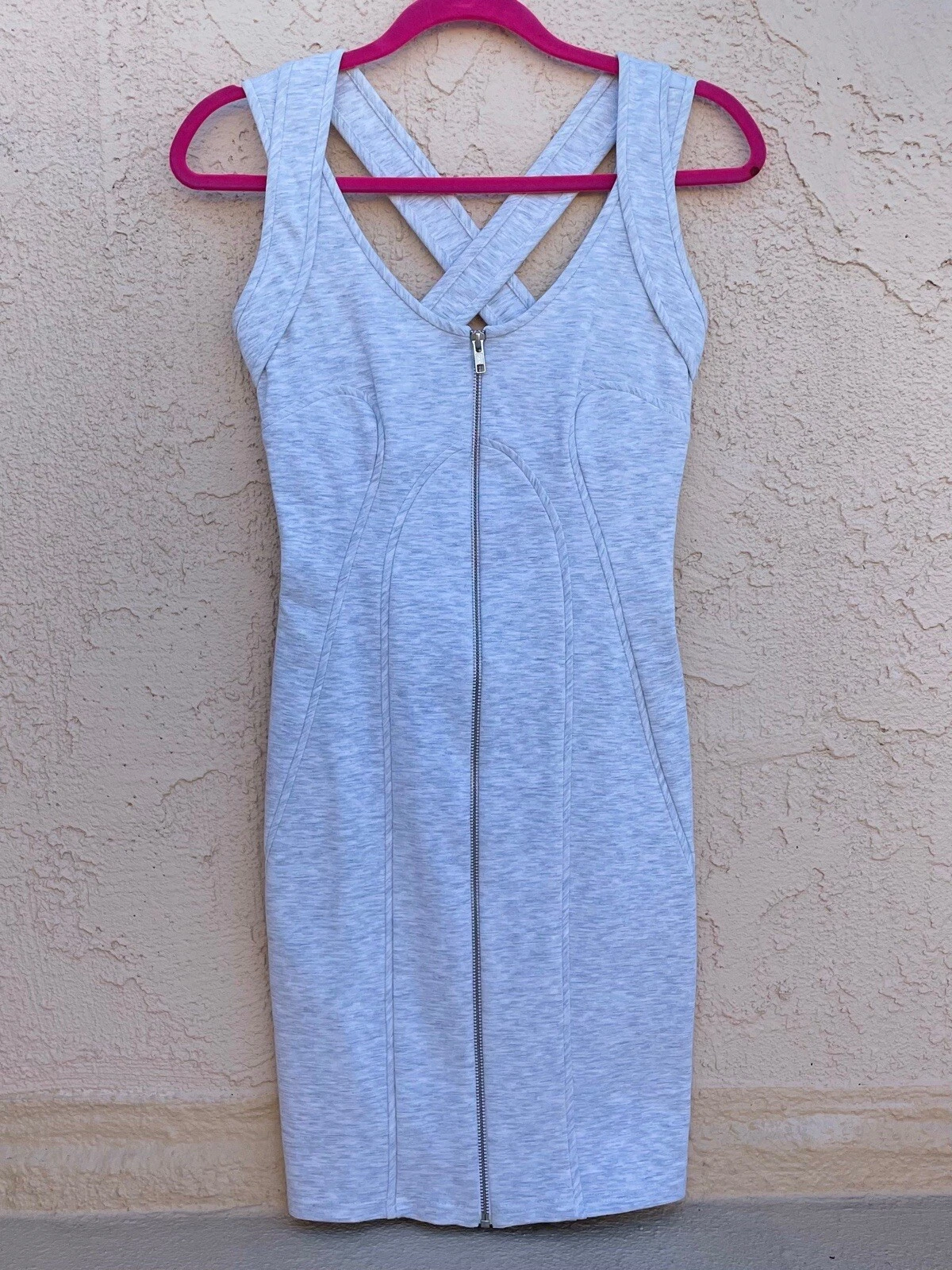 Abito in jersey grigio erica Alexander Wang Ponte Criss a croce posteriore cerniera anteriore taglia 2