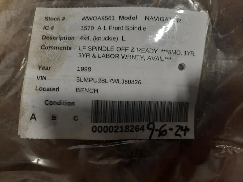 Husillo/nudillo delantero del conductor a través de 8500 PBV para camioneta Ford F250 97-99 1953675 Foto 3 de 3