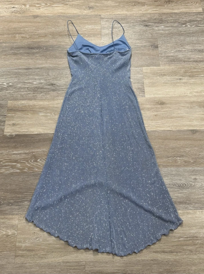 Vtg Y2K City Triangles Glitter Prom Dress Strappy Sz M Going Out High Low Fairy - Image 2 of 4