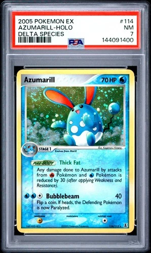 2005 POKEMON EX DELTA SPECIES #114 AZUMARILL-HOLO PSA 7