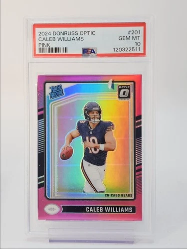 CALEB WILLIAMS 2024 DONRUSS OPTIC RATED ROOKIE PINK BEARS RC PSA 10 Q0004