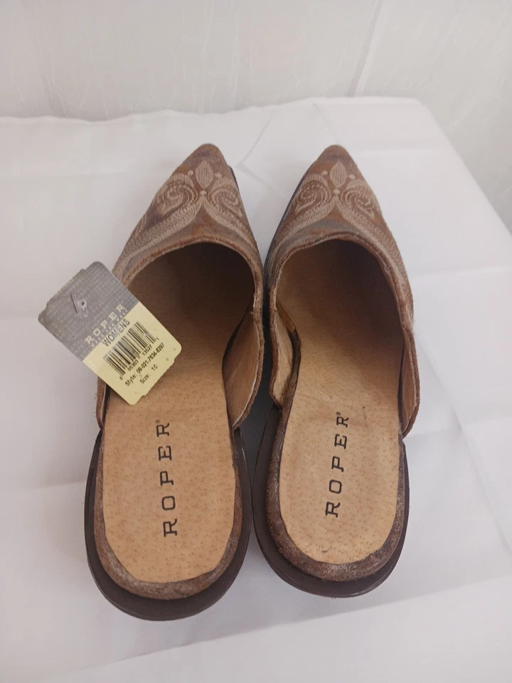 Nuevo Mameluco Mary Mule Cuero Marrón Western Boho Vaquera Hermoso Detalle de Puntada. Foto 2 de 4