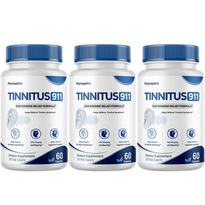 Tinnitus 911 Ear Support Supplement Hearing Health Ringing Balance (3 Bottles)