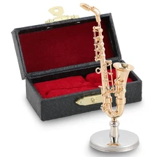 EASTROCK Mini Saxophone - 2.6" Gold-Plated Alto, Black Leather Case - Saxopho...