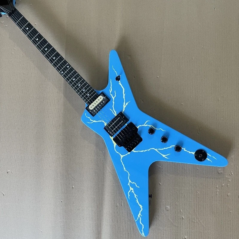 Custom Dimebag Dean Electric Guitar Blue Lightning Tremolo Bridge HH Pickups - Image 2 of 4