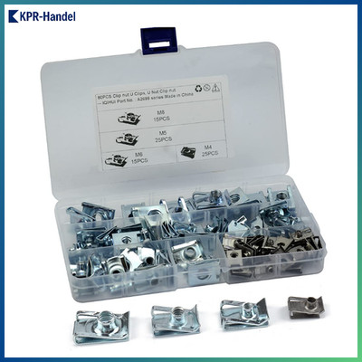 80 Stück Gewinde Clip Mutter Set U-Typ Edelstahl M4 M5 M6 M8 mit Box