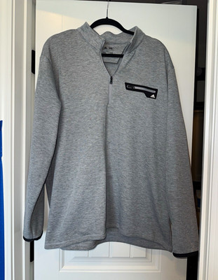 Adidas Mens Gray 1/4 Zip Mock Neck Golf Sweatshirt L Polyester Solid Logo