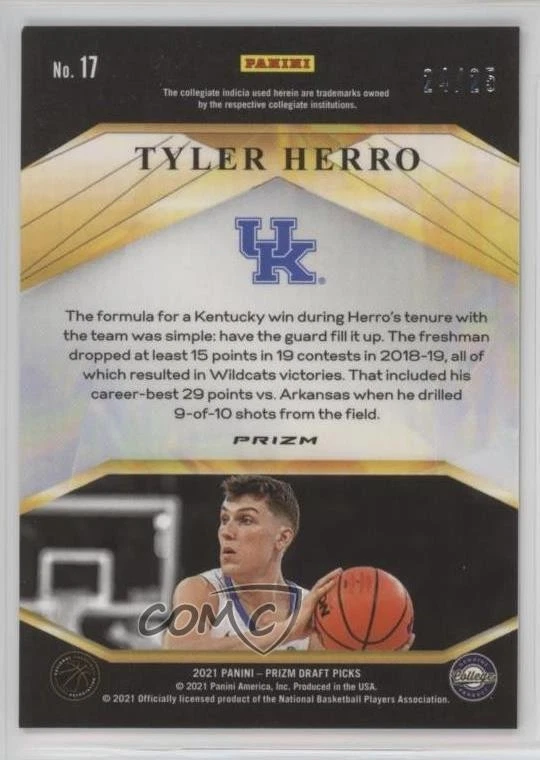 2021-22 Panini Prizm Draft Picks Brilliance Mojo Prizm /25 Tyler Herro #17 - Image 2 of 2