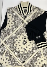 Dogg Supply Jacket Mens Small Beige Black Bomber Sweater Snoop Hip Hop Rap Durag