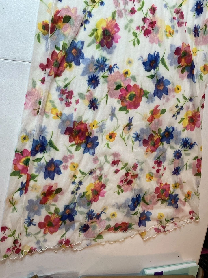 Vintage Newport News Maxi Dress Xl Sheer Mesh Cottage Floral Romantic - Image 3 of 4