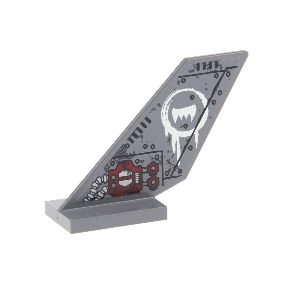 1x Lego Tail Wing 6x2x4 New Dark Gray Sticker Right Fin 6239pb061R