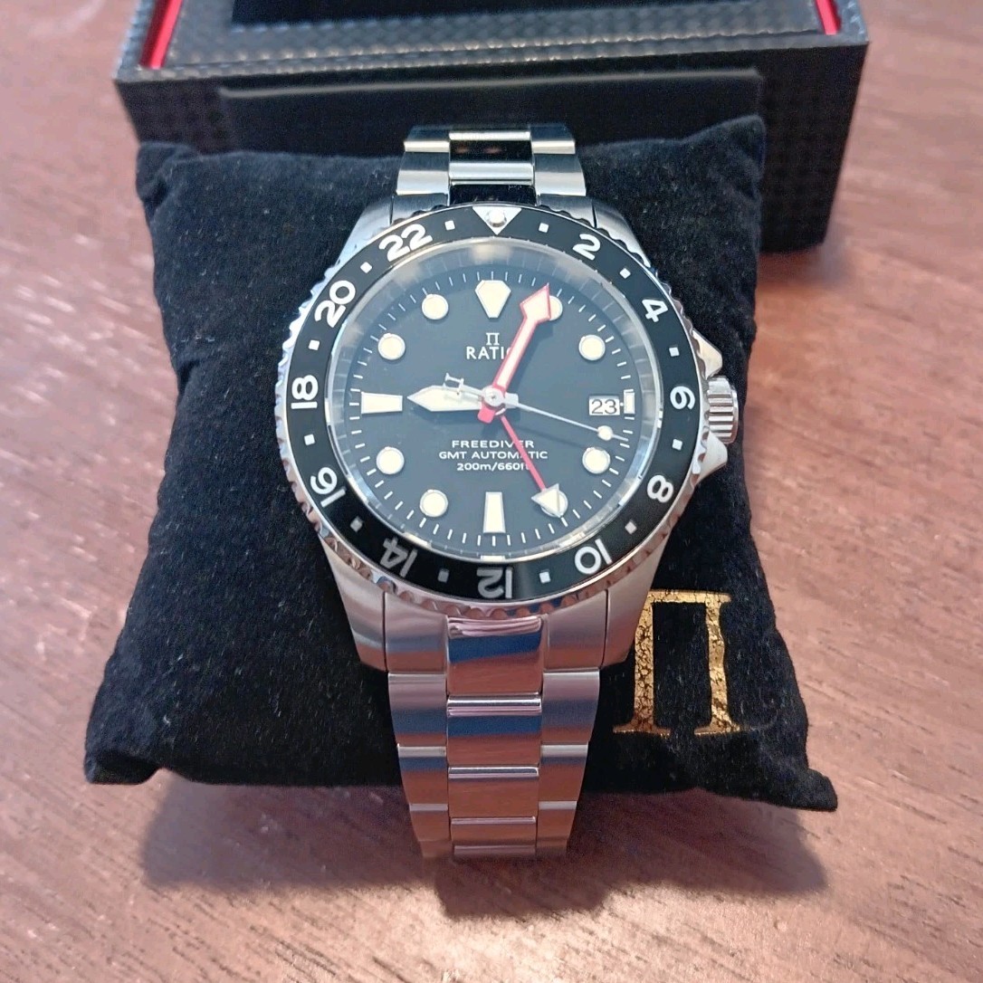 RATIO Freediver GMT Automatic 200m Men's Analog Stainless Steel Black Dial Watch