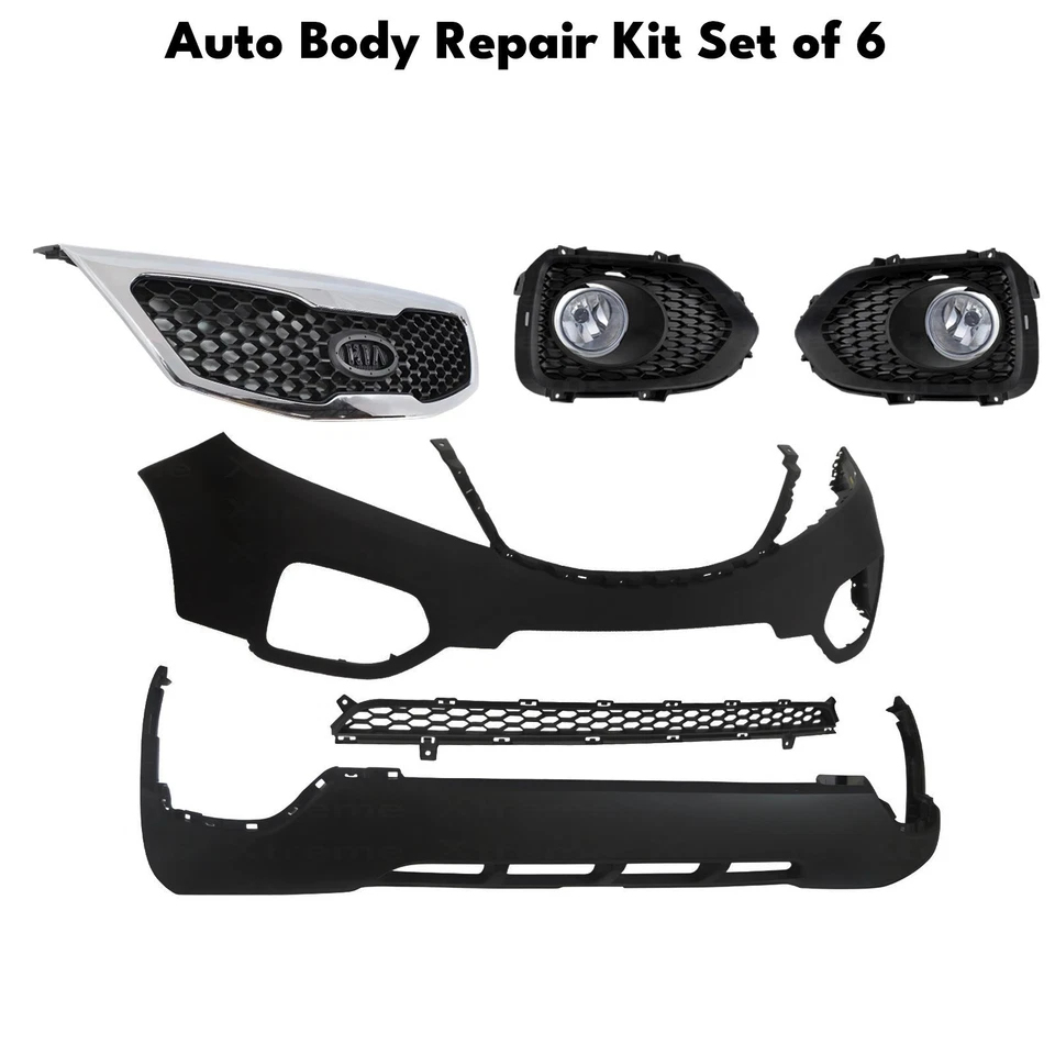 Front Bumper Cover Prime Plastic & Fog Lights Assembly For 2011-2013 Kia Sorento Foto 2 de 4