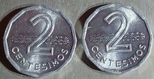 1977 Uruguay 2 Centesimos Lot of 2 Coins