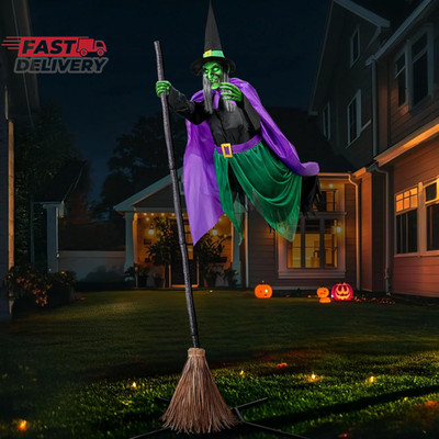 Halloween Decorations Outdoor - 12 Ft Animated Hovering Witch Animatronics Prop