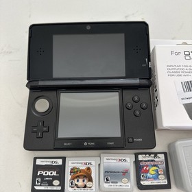 Nintendo 3DS Black /Gray System Mario Kart 7, Super Mario 3D Land Pool Museum DS