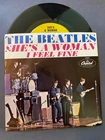 THE BEATLES I FEEL FINE SHE’S A WOMAN PICTURE SLEEVE & EX 45 CAPITOL FREE SHIP