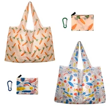 Reusable Grocery Bags Foldable, Reusable Shopping Bags Foldable with Carabine...